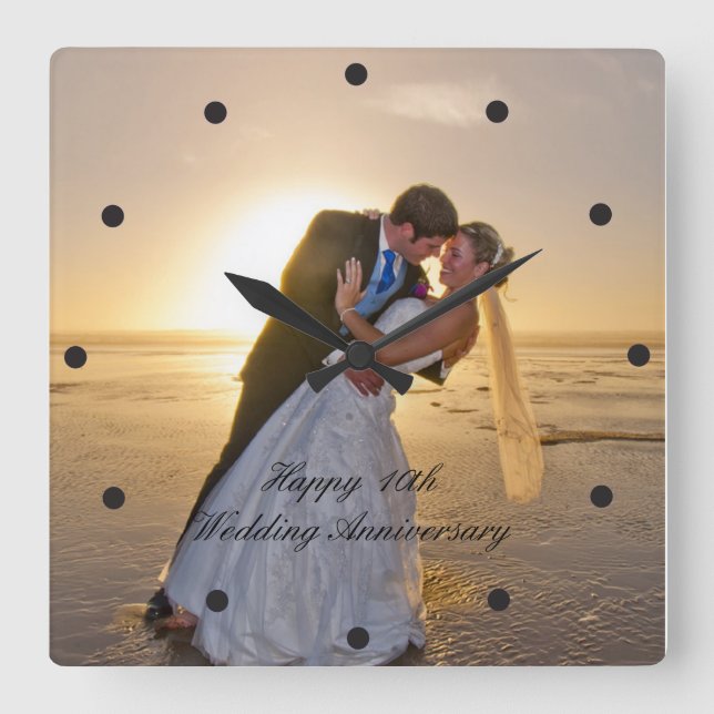 Wedding Anniversary Photo Custom Quadratische Wanduhr (Vorderseite)