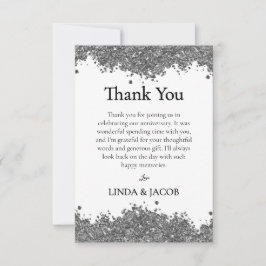 Wedding Anniversary Silver Faux Glitter Dankeskarte