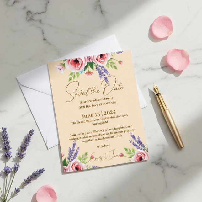 Wedding announcement, Floral invitation Folie Einladungspostkarte (Von Creator hochgeladen)