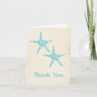 Wedding Aqua Turquoise Starfish Danke Karte