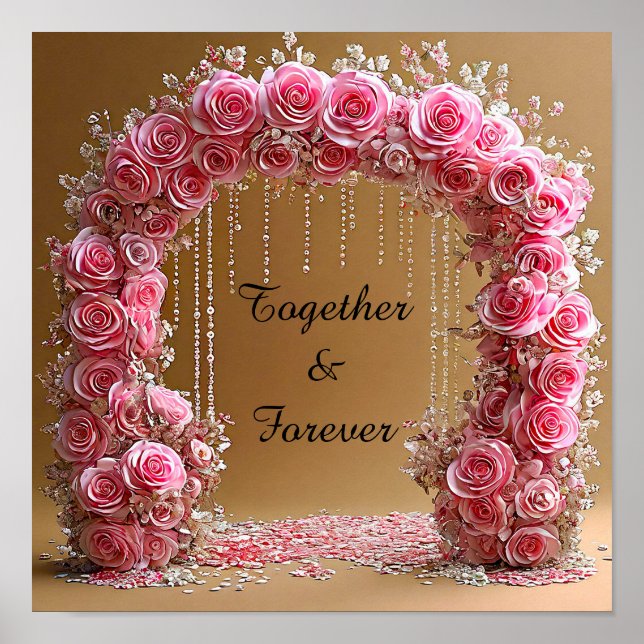 Wedding Arch with Pink Roses Romantic Floral 🌸💍✨ Poster (Vorne)