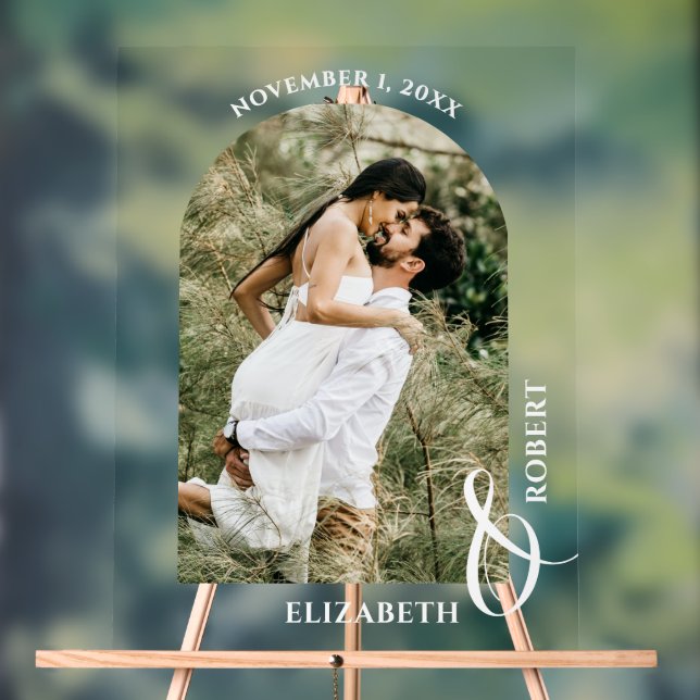 Wedding Arched Photo Welcome Sign Acrylschild (Neutral)