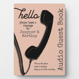Wedding Audio Guest Book Sign Black Phone on Pink Fotoplatte