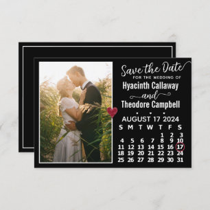 Wedding August 2024 Kalender Custom Foto Black Save The Date