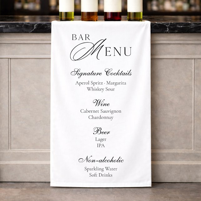 Wedding Bar Menu | Modern Black & White Sign Banner (Von Creator hochgeladen)