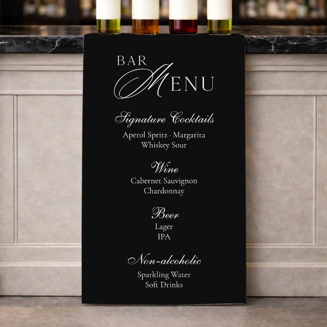 Wedding Bar Menu | Modern Black & White Sign Banner (Von Creator hochgeladen)
