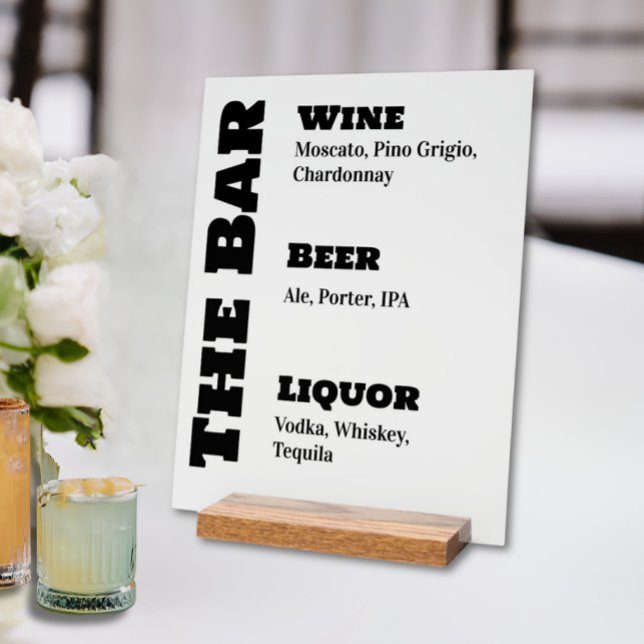 Wedding Bar Sign - Custom Acrylic Drink Display Acrylschild (Specialty Drink Wedding Bar Sign)