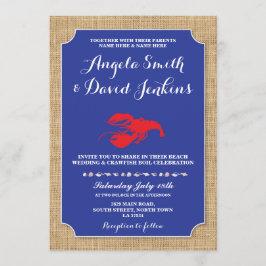 Wedding Beach Burlap Crawfish Boil Lobster Einladu Einladung