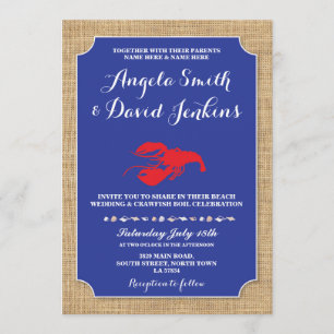 Wedding Beach Burlap Crawfish Boil Lobster Einladu Einladung