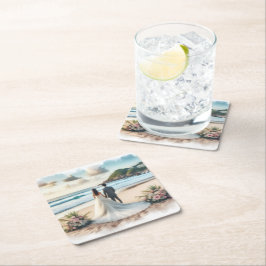 Wedding Beach Couple Rechteckiger Pappuntersetzer