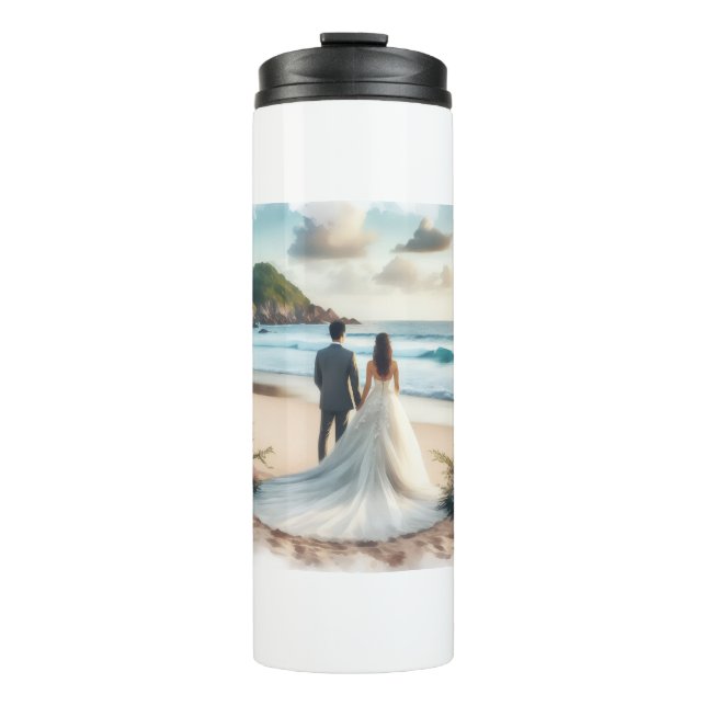 Wedding Beach Couples Thermosbecher (Vorderseite)