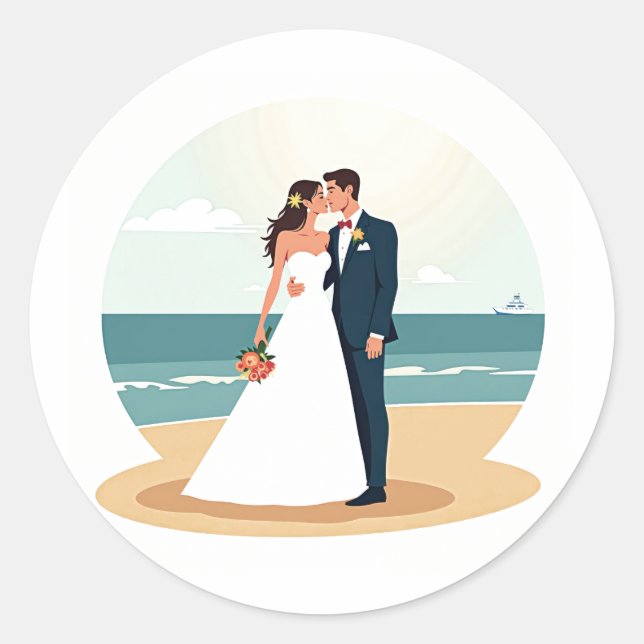 Wedding Beach Kiss Sticker (Vorderseite)