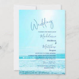 Wedding Beach Ocean Scene Blue Modern Stilvoll Einladung
