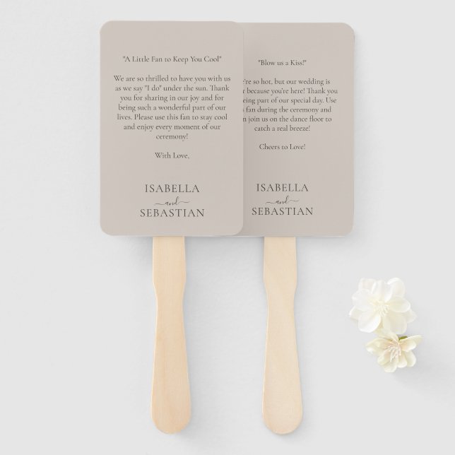 Wedding Beige Love Fun Quote Fächer (Vorne und Hinten)