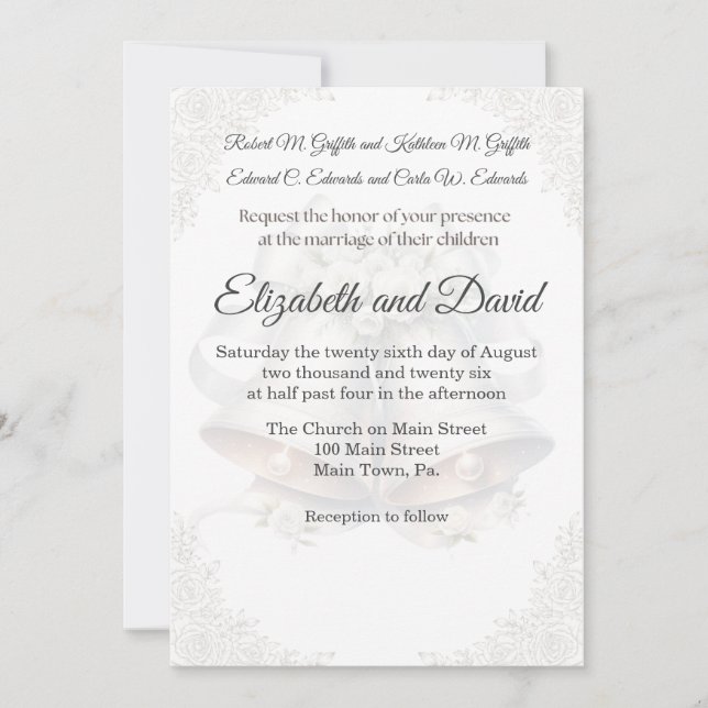 Wedding Bell Background Wedding Invitation Einladung (Vorderseite)
