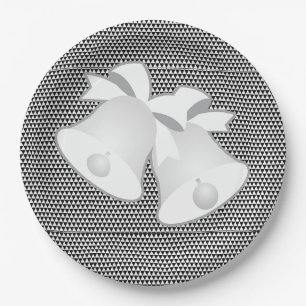 Wedding Bells Blk White Geo Pappteller