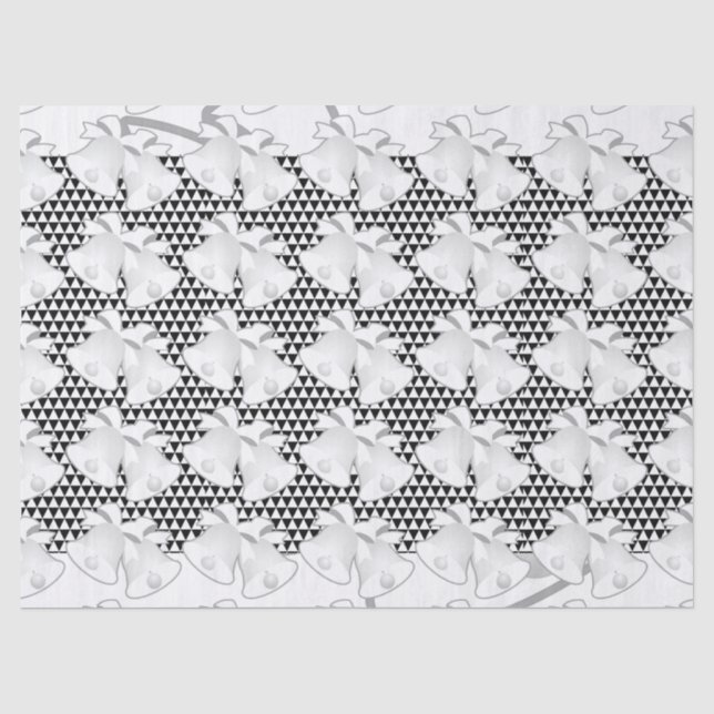Wedding Bells Blk White Geo Seidenpapier (Vorderseite)
