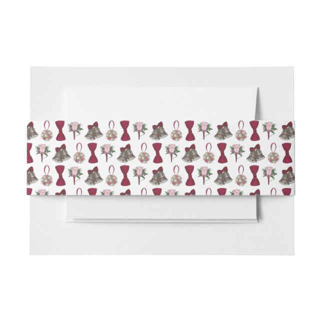 Wedding Bells Blume Bow Krawatte Bridal Rose Bouqu Einladungsbanderole (Vorderseite Beispiel)