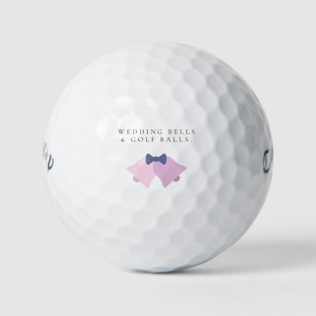 'Wedding Bells & Golf Balls' Hochzeitsgunst-Gesche Golfball (Vorderseite)