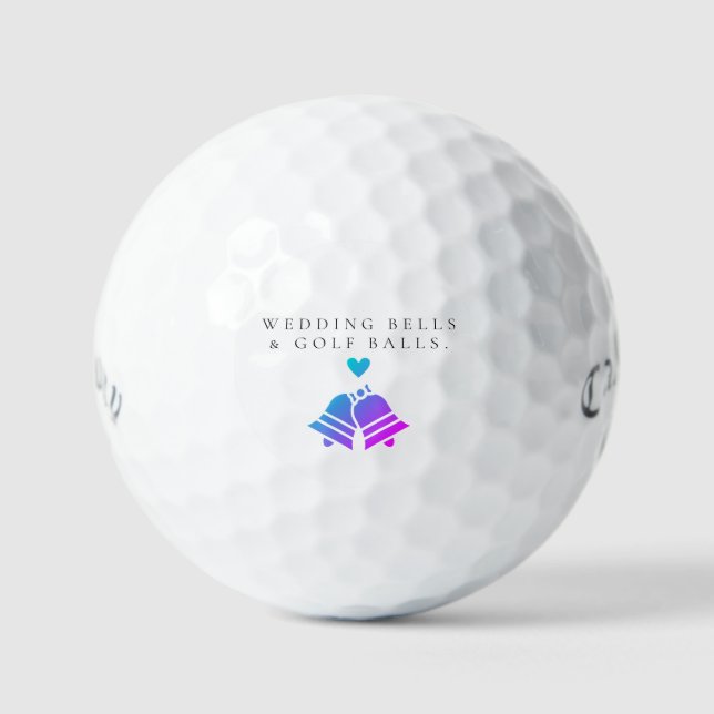 'Wedding Bells & Golf Balls' Hochzeitsgunst-Gesche Golfball (Vorderseite)