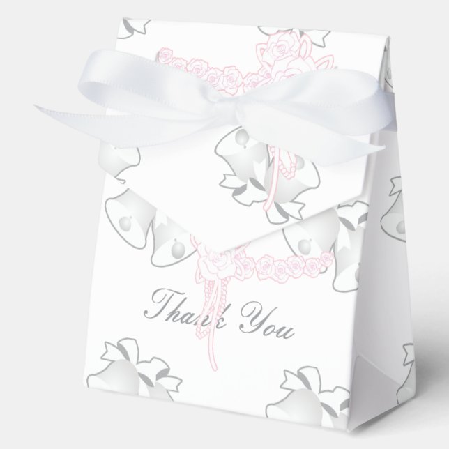 Wedding Bells Pink Floral White Vielen Dank Geschenkschachtel (Vorderseite)