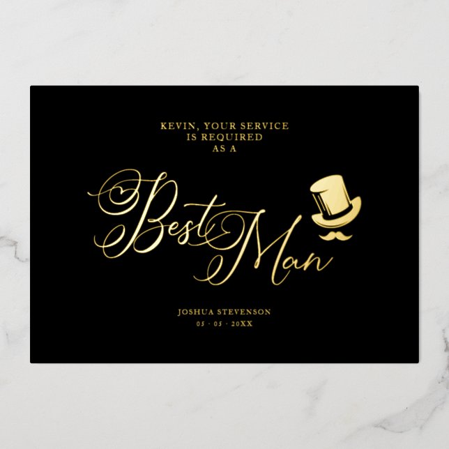 Wedding Best Man Funny Minimalist Proposal Card Folieneinladung (Vorderseite)