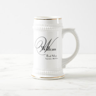 Wedding Best Man Gift Modern Monogram + Name Cool  Bierglas