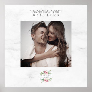 Wedding Best Wish Guest Foto Romantic Wreath Poster