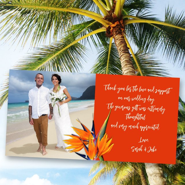 Wedding Bird of Paradise Budget Photo Thank Cards Dankeskarte (Von Creator hochgeladen)