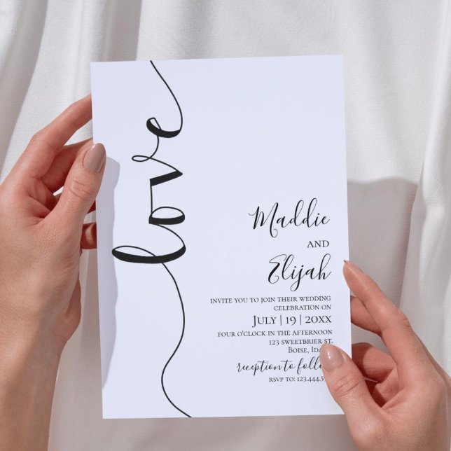 Wedding, Black & White Simple, Typography, Script, Einladung (Von Creator hochgeladen)