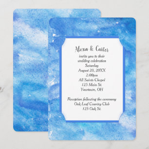 Wedding Blue Watercolor Abstrakt Einladung