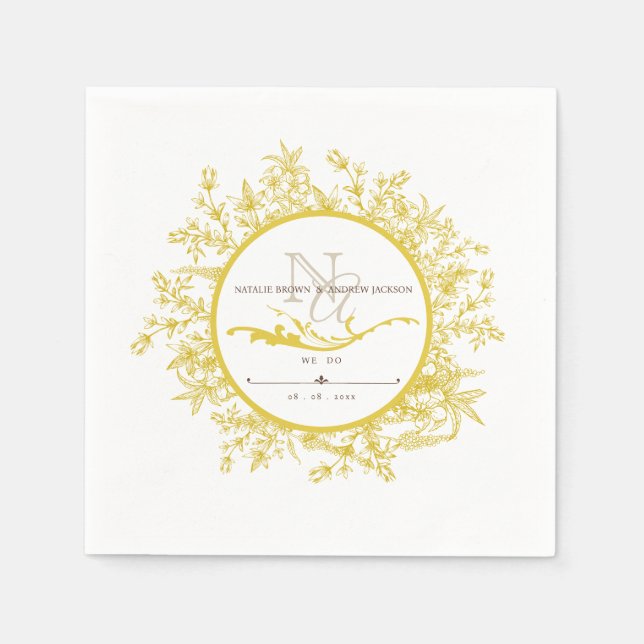 Wedding Boho Personalisiert Monogram Napkin Serviette (Vorderseite)