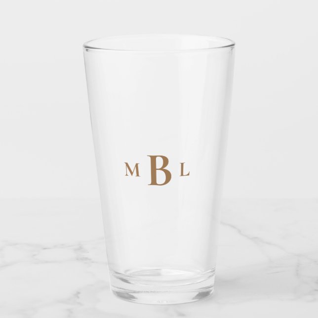 Wedding Bold Gold Monogram Glass Tumbler (Vorderseite)