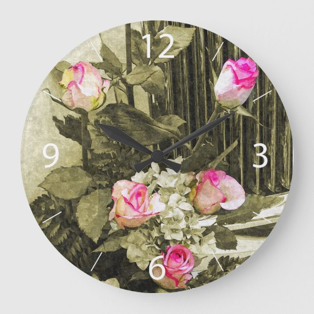 Wedding Bouquet Große Wanduhr (Vorderseite)