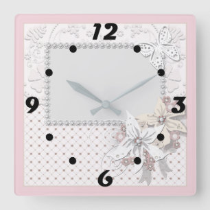 Wedding bouquet quadratische wanduhr
