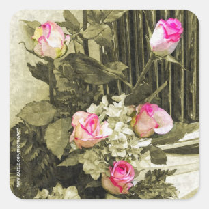Wedding Bouquet Quadratischer Aufkleber