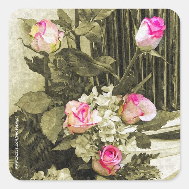 Wedding Bouquet Quadratischer Aufkleber (Vorderseite)