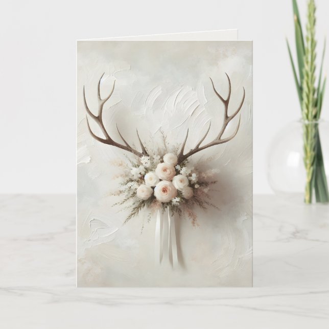 Wedding Bouquet und Deer Antlers Karte (Vorderseite)