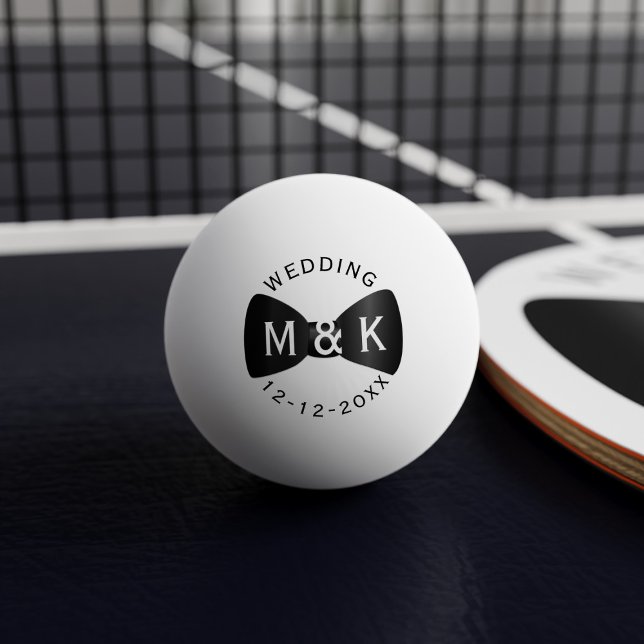 Wedding Bow Krawatte Mit Monogramm Ping Pong Ball Tischtennisball (Perfect ping pong ball for your wedding favors. Just add your initials and wedding date)