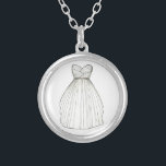 Wedding Bridal Gown Dress Bride Gift Necklace Versilberte Kette<br><div class="desc">Necklace zeigt eine originale Marker-Abbildung eines weißen Hochzeitskleides. Ein tolles Brautgeschenk!</div>