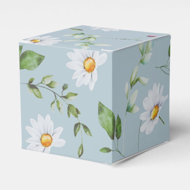 Wedding Bridal Shower Blue Daisy Favor Box Geschenkschachtel (Vorderseite)