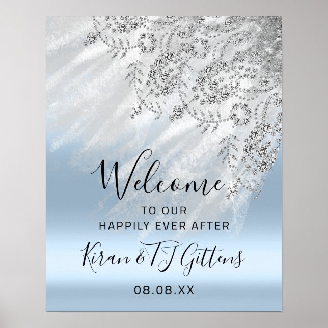 Wedding Bridal Welcome Dress Tropfens Grau Event Poster (Vorne)