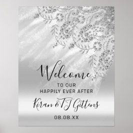 Wedding Bridal Welcome Dress Tropfens Grau Event Poster