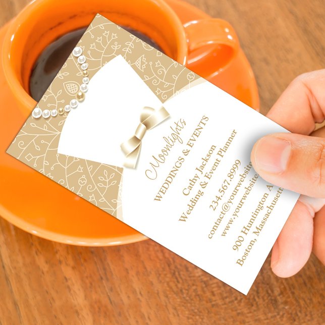 Wedding Bridal White Dress Business Card Visitenkarte (Von Creator hochgeladen)