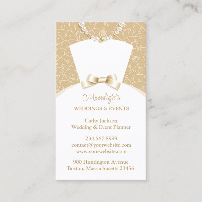 Wedding Bridal White Dress Business Card Visitenkarte (Vorderseite)