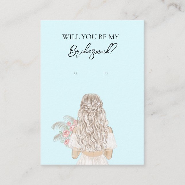 Wedding Bride Bridesmaid Earring Display Card Visitenkarte (Vorderseite)