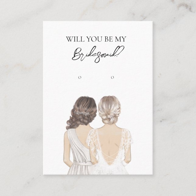Wedding Bride Bridesmaid Earring Display Card Visitenkarte (Vorderseite)