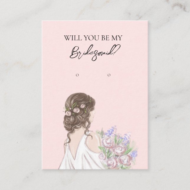 Wedding Bride Bridesmaid Earring Display Card Visitenkarte (Vorderseite)