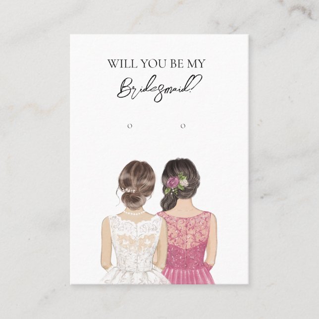 Wedding Bride Bridesmaid Earring Display Card Visitenkarte (Vorderseite)