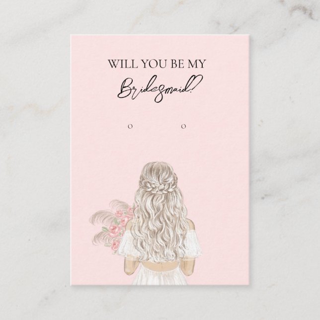 Wedding Bride Bridesmaid Earring Display Card Visitenkarte (Vorderseite)